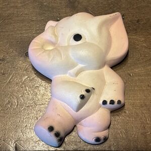 VTG 60s MCM Pink Elephant Miller Studios Chalkware Wall Plaque Hanging Art Decor